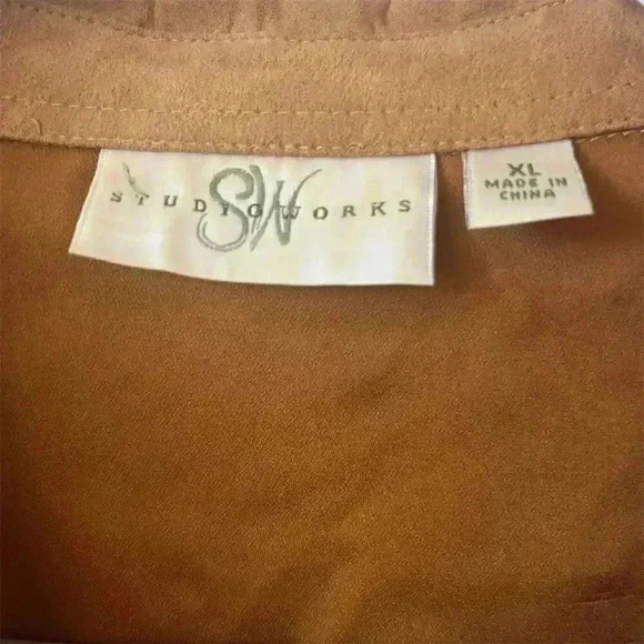 Studio Works Women's XL Brown Button-Down Jacket Long Sleeve - Picture 5 of 8